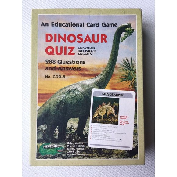 Dinosaur Quiz Kids Educational Card Game Prehistoric Animals Learning Homeschool - Picture 1 of 12